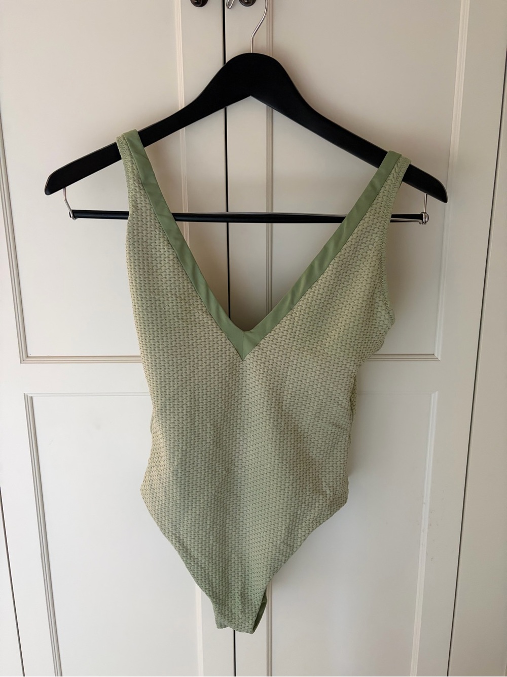 Sanctuary Light Green Textured V-Neck One-Piece Swimsuit